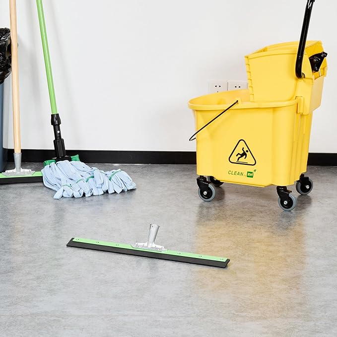 Restaurantware-SQUEEGEE ONLY: Clean Tek Professional 24 Inch Floor Squeegee, 1 Broom With Rubber Blade - Handle Sold Separately, Heavy-Duty, Green Steel Wiper, Ideal For Floor, Tiles