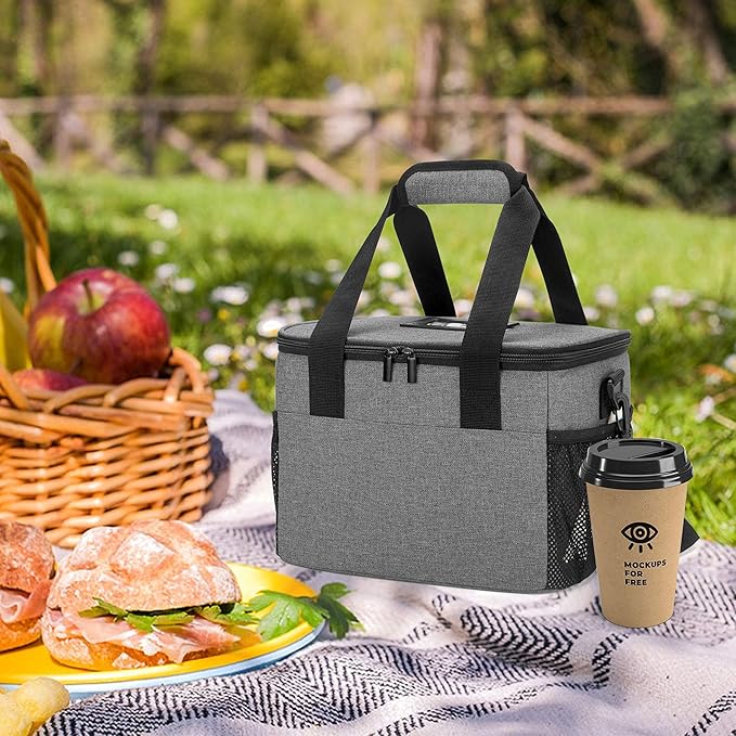 Trunab Reusable 6 Cups Drink Carrier for Delivery Insulated Drink Caddy with Handle and Shoulder Strap, Adjustable Dividers, Beverages Carrier Tote Bag, for Daily Life Takeout, Outdoors, Travel