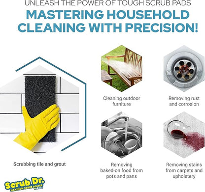 The Tile Doctor Multipurpose Scrub Pad - Ideal for Bathroom, Kitchen & Floor Cleaning - Non-Scratch Dish Sponge & Shower Scrubber - Non Abrasive - (White - Light Duty, 6 Pack)