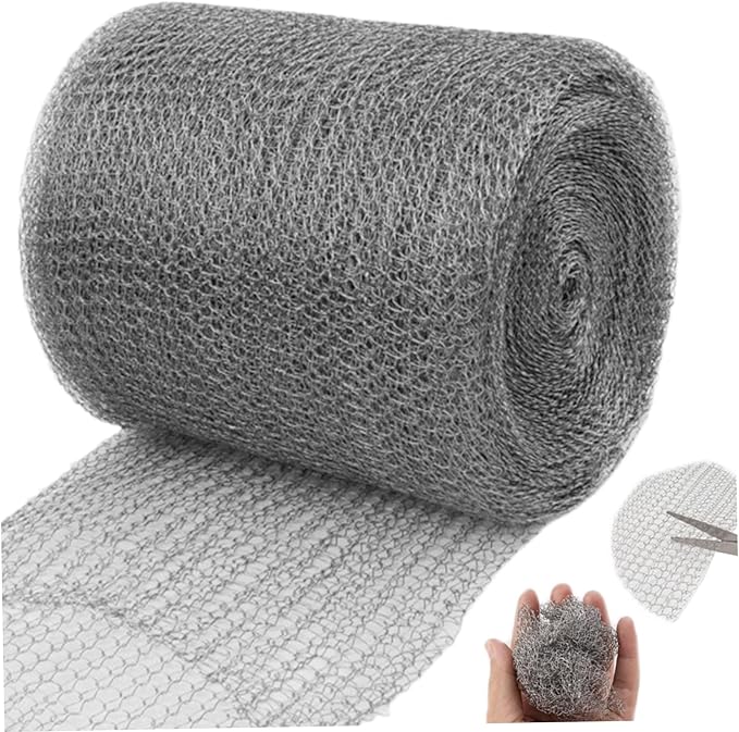 Stainless Steel Mesh Gap Blocker, Steel Wool Mice Blocker, 20ft Wire Mesh Hole Fill Fabric, Stainless Wool Roll