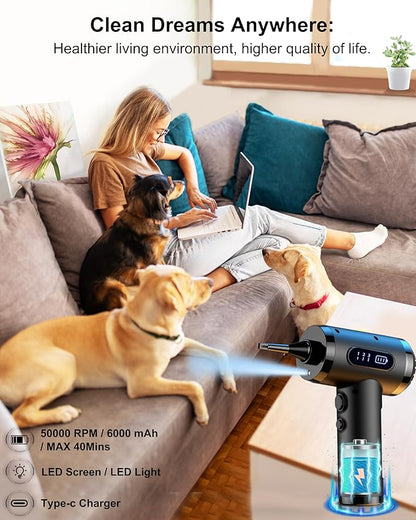 LIHAN Compressed Air Duster,Dust Cleaner for Car,Computer,Keyboard,Camera,Desk,Laptop,Mini Electric Blower for Yoga Ball,Balloon,Air Bed.