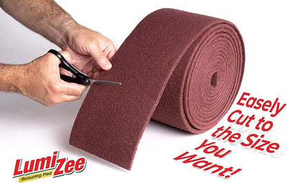 Heavy Duty Scrubbing Pad Roll 19ft Ultra Size Sponge Scouring Pad Brown19ft x 6in x 0.3in (6m x 15cm x 8mm) Tough Stains and Grime Clean Kitchens Floors Bathrooms Walls Windows
