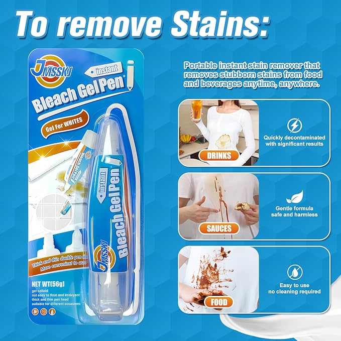 Bleach Pen For Clothing, Bleach Pen, Stain Remover Pen, bleach Gel pen, Clothing Bleached DIY Design, Travel, Instantly Remove Stains, Pearl White (1.76 Fl Oz, Lemon)