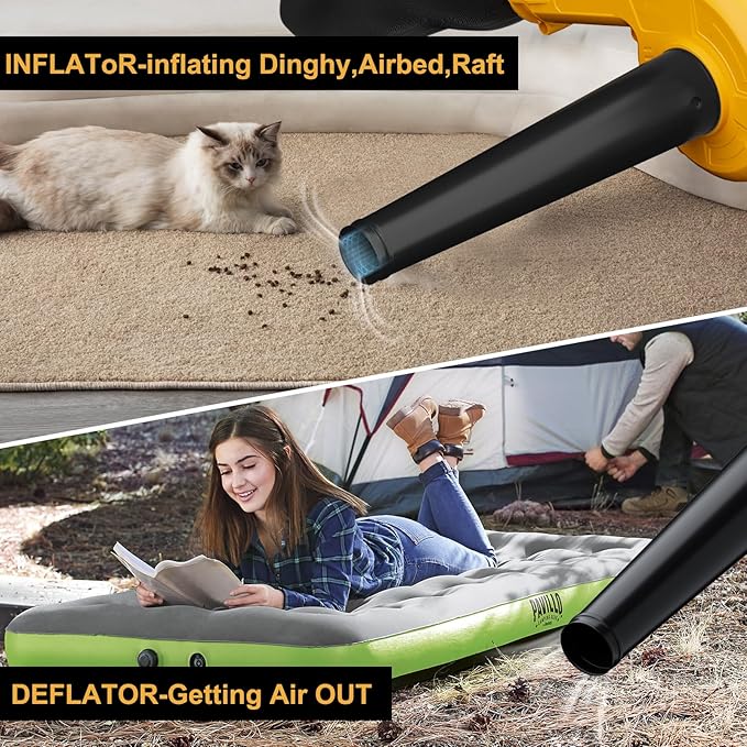 Cordless Leaf Blower for Dewalt 20V Max Battery(No Battery), Electric Jobsite Air Blower Variable Speed Up to 180MPH, 2-in-1 Handle Electric Blower and Vacuum Cleaner for Lawn Care