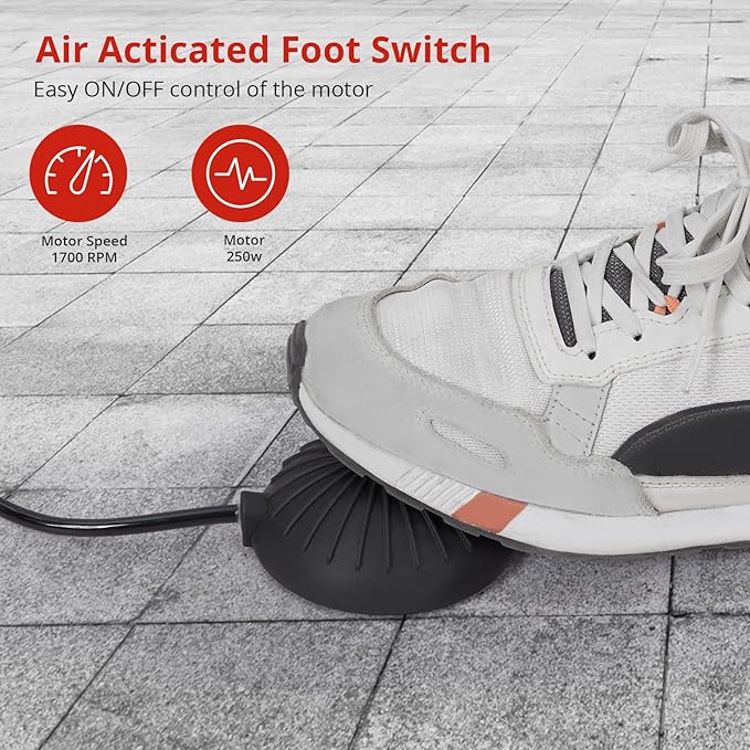 Drain Cleaner Machine 50FT x 3/8 Inch, Powerful Plumbing Auger with 4 Cutter Heads, Air-Activated Foot Switch, Gloves, Portable Sewer Snake for 1"-4" Pipes, Ideal for Bathroom and Kitchen Clogs