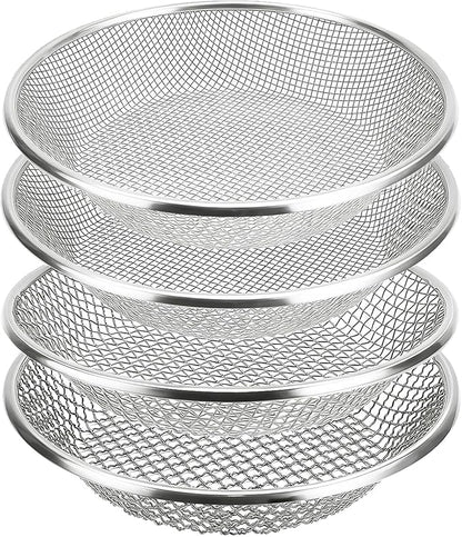 QwayHome 4Pcs Soil Sifter for Gardening, Heavy Duty Galvanized Steel Screen with 4 Aperture Sizes (2/4/6/8mm), Rust-Resistant Sifter Fits 5 Gallon Bucket for Compost, Dirt, Sand,Rock & Shell Sifting
