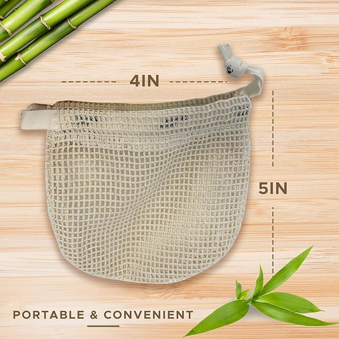 Whiffkitch Soap Pouch 5-Pack – Versatile Mesh Scrubber Wash Bag for Shower & Bath, Soft Cotton Bar Soap Holder & Travel Bag, Durable Scrubber Pouch for Rich Lather, 4x5 inches