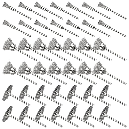 42Psc Wire Wheel Brush Set, Rotary Tool Wire Brush, Steel Wire Wheels Pen Brushes Set Kit Accessories for Rotary Tool-1/8(3mm) Shank