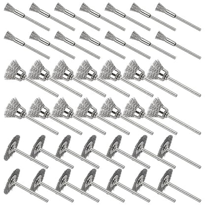 42Psc Wire Wheel Brush Set, Rotary Tool Wire Brush, Steel Wire Wheels Pen Brushes Set Kit Accessories for Rotary Tool-1/8(3mm) Shank