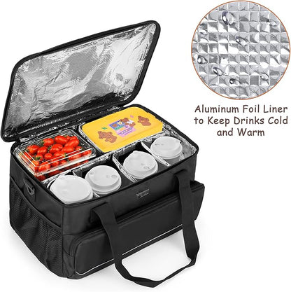 Trunab Reusable 8 Cups Drink Carrier for Delivery with Adjustable Dividers, Handle with Carrying Strap Tote Holder Insulated Bag for Beverages,Food Take Out,Outdoors