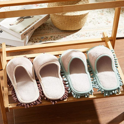 Jecery 2 Pairs Microfiber Cleaning Mop Slippers for Floor Cleaning House Mop Shoes Men and Women Washable Unisex Dusting Slippers Dirt Tool Supplies(Medium,Green, Coffee)