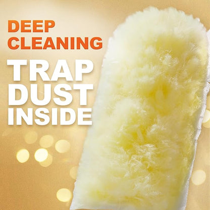 JOYMOOP Scented Telescopic Duster kit, 3FT Extendable Handle (Yellow) + 4 Yellow Refills for Swiffer Feather Duster,Easy Cleaning for Ceilings, Ceiling Fans, Blinds, Vents & Shelves