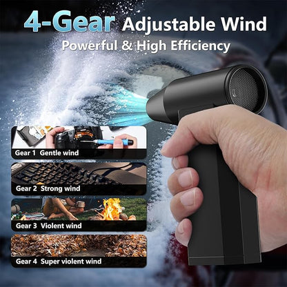 Compressed Air Duster and Vacuum, 2 in 1 210,000RPM Cordless Air Duster, 4-Gear Adjustable Mini Blower, Electric Air Duster for PC, Keyboard, Car, Home, Outdoors, Top Choice for Valentine's Day Gifts