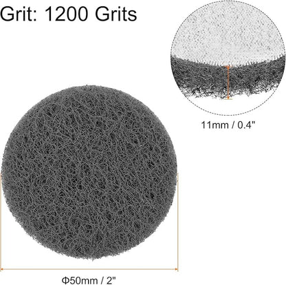 HARFINGTON 20pcs Scrubber Scouring Pads 1200 Grits 2 Inch Drill Power Brush Hoop and Loop Surface Conditioning Disc Drill Scuffing Disc Scrub Pads for Home Kitchen Cleaning, Light Grey