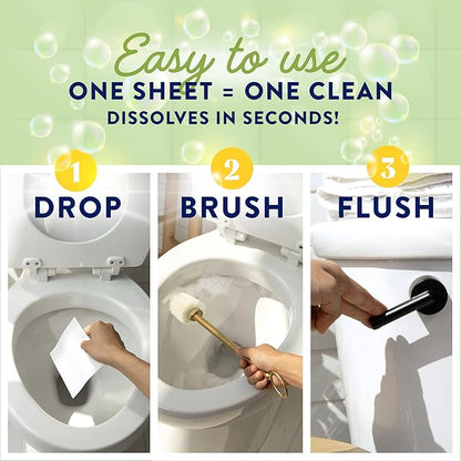 Cleancult Toilet Bowl Cleaner Sheets - Dissolvable, Septic Safe, Effective Cleaning, Removes Stains & Rings, Cleans & Deodorizes - 32 Uses - Fresh Lemon Scent - Plastic-Free Packaging,(Pack of 2)