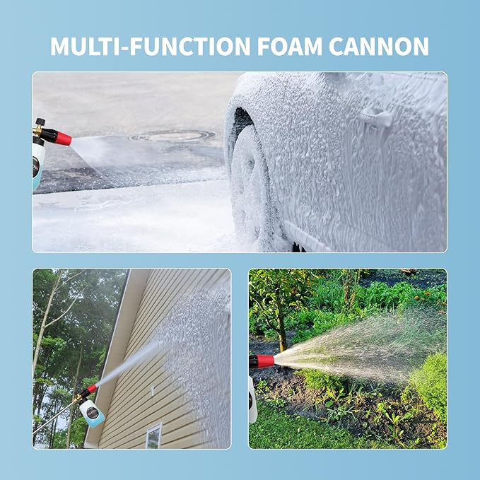 Snow Foam Cannon, 1000ml Heavy Duty Snow Foam Gun Sprayer Car Foam Blaster Wide Neck Adjustable Thick Foamer for Pressure Washer with 1/4'' Quick Connector