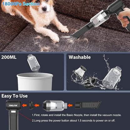 Electric Air Duster, 150000RPM Powerful Cordless Blower with Vacuum, 10-Gear Rechargeable Cleaner for Computer, Keyboard, Car Vent and Camera Gears