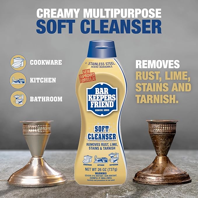 Bar Keepers Friend Soft Cleanser 26 oz + Spray & Foam Multipurpose MORE Spray Cleaner 25.4 oz, Multi Purpose Cleaner Bundle, Removes Grease, Rust Stains, Soap Scum & More in Home & Outdoors
