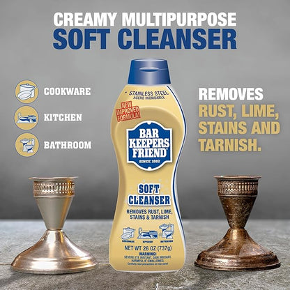 Bar Keepers Friend Soft Cleanser 26 oz + Spray & Foam Multipurpose MORE Spray Cleaner 25.4 oz, Multi Purpose Cleaner Bundle, Removes Grease, Rust Stains, Soap Scum & More in Home & Outdoors
