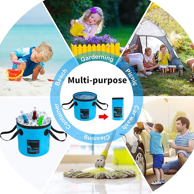 Collapsible Bucket 5 Gallon Container Folding Water Bucket Portable Wash Basin 20L