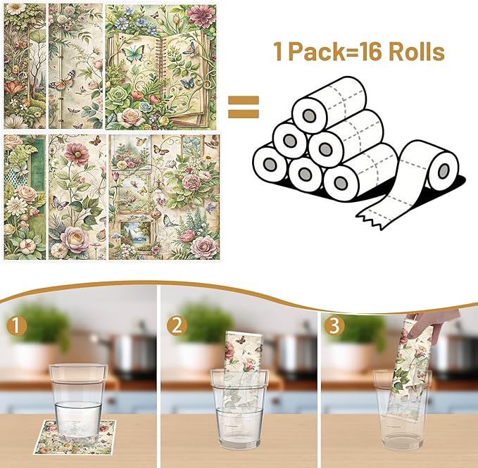 Floral Swedish Dishcloths for Kitchen, 6 Pack Vintage Reusable Dish Paper Hand Towels Housewarming Gifts, Spring Absorbent Dish Rags for Home Cooking Cleaning