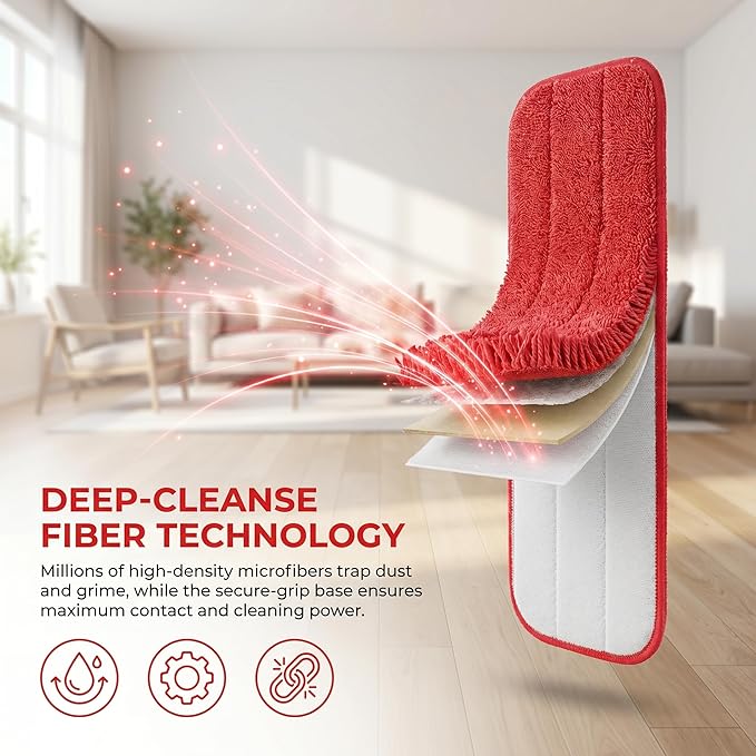 Microfiber Mop Pads, 18.5 x 6.3 Inch Reusable and Washable Spray Mop Pads, Wet and Dry Household Mop Pad Replacement, Set of 12(Colorful)