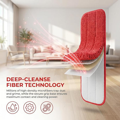 Microfiber Mop Pads, 18.5 x 6.3 Inch Reusable and Washable Spray Mop Pads, Wet and Dry Household Mop Pad Replacement, Set of 12(Colorful)