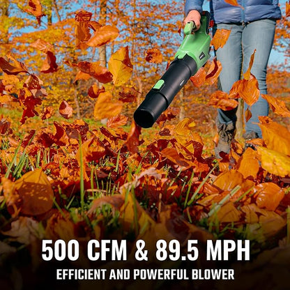 WORKPROX Leaf Blower Cordless, 20V Electric Blower with 4.0Ah Type-C Charging Battery, 89.5MPH 500CFM, Lightweight Handheld Mini Blowers for Lawn Care, Patio Cleaning, Dust, Blowing Leaves