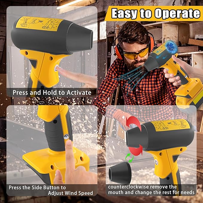 Mini Jet Dry Blower Turbo Fan for Dewalt 20V Max Battery, 130000RPM Cordless Portable Handheld Fan Blowers for Car, Leaf Blower, Cleaning, Camping, Workshops, Lawns (Battery not Included)