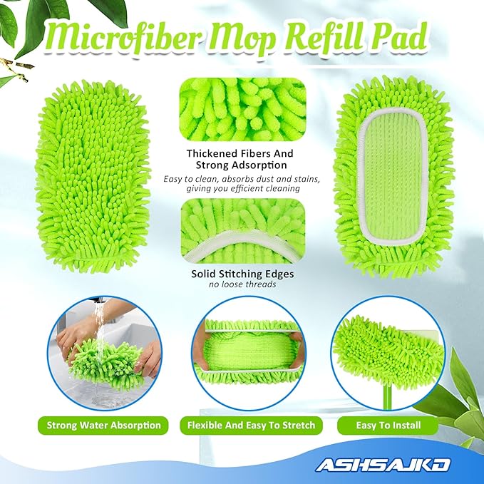 Ashsajkd 4Pcs for Swiffer Reusable Dry Sweeping Cloths Microfiber Wet Mop Pads Compatible with Swiffer Sweeper Mop ,Replacement Wet Mopping pad Refills & for Swiffer Sweeper Mop