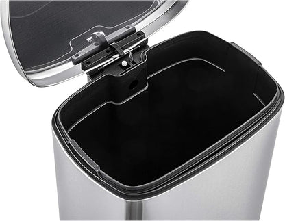 QUALIAZERO 50L/13Gal Heavy Duty Hands-Free Stainless Steel Commercial/Kitchen Step Trash Can, Fingerprint-Resistant Soft Close Lid Trashcan, 50L / 13 GAL