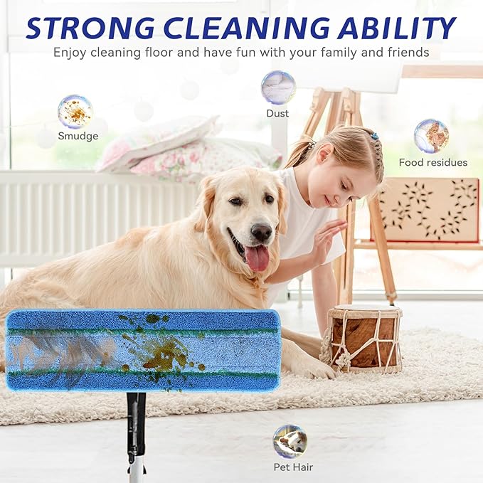 Upgraded Replacement Microfiber Mop Pads for Rubbermaid Commercial 18 Inch Mop 17 Inch Mops, Reusable Wet & Dry Commercial Cleaning Flat Mops System 18" 17" Refill Head for Multi-Surface Floor-12Pack