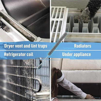 KONEX 30 Inch Long Dryer Lint Brush Vent Cleaner | Heavy-Duty Flexible Radiator Brush | Dryer Vent Trap | Bendable for Your Appliance Care Home Essentials (Pack of 2)