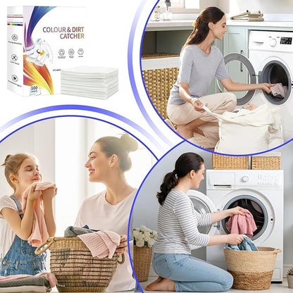Color Guard Sheets for Laundry - 100 Count Dye Trapping Washing Accessories, Fabric Bleed Prevention Absorbent Paper, Garment Care Cleaning Companion | Clothing Protection Laundry Supplies for Residen