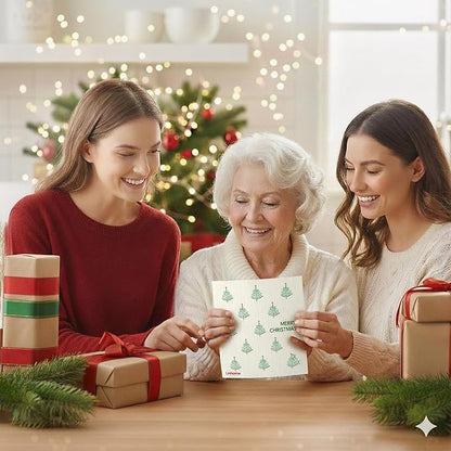 Christmas Holiday Swedish Dishcloth, Reusable Paper Towel, Super Absorbent Cellulose Sponge, Washable Kitchen Cleaning Cloth (Winter Evergreens - 1 Pack)
