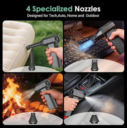 YOTON Compressed Air Duster 110,000 RPM, Cordless Electric Air Duster Replaces Canned Air Spray, Rechargeable 3-Gear Keyboard Cleaner, Air Blower for Computer, Electronics, Camera, Car & Outdoor