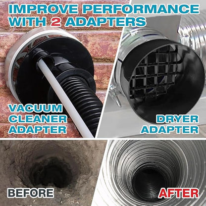 Sealegend 58-Pieces 40-Feet Dryer Vent Cleaner Kit, Dryer Cleaning Tools, Include Omnidirectional Blue Dryer Lint Vacuum Attachment, Dryer Vent Brush, Universal Vacuum & Dryer Adapters