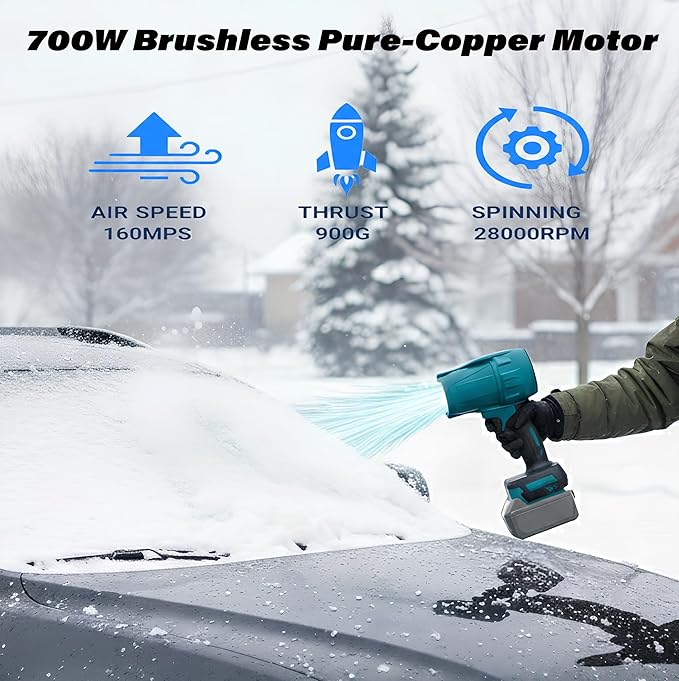 Fits Makita Turbo Jet Blower, 160MPS Brushless High-Speed Mini Jet Dry Fan Blower for Makita 18V Battery, Cordless Handheld Turbo Super Power Air Duster for Snow Leaf Cleaning Camping (Bare Tool)