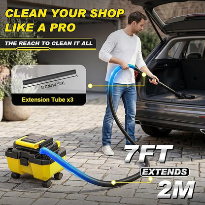 Cordless Shop Vac,3000W Brushless Motor,2x4.0Ah Battery Powered Shop Vac - 3-in-1 Wet Dry Vacuum Wet and Dry with HEPA Filter,Shoulder Strap & Accessory Storage Holder,Portable for Garage,Workshop,Car