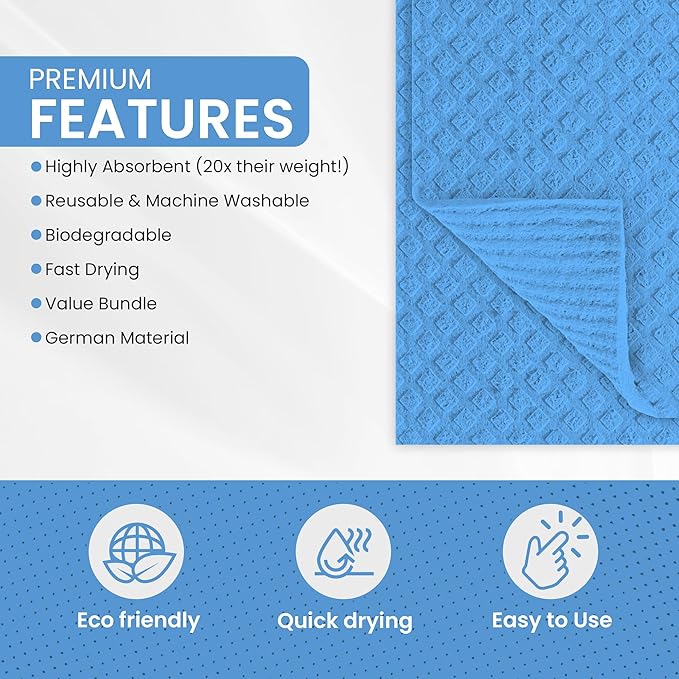 Swedish DishCloths - 10 Pack (Assorted), (German Material) Reusable Cellulose Sponge Cloth for Kitchen - Household, Highly Absorbent, No-Odor Dishcloth