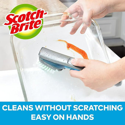 Scotch-Brite Odor Resist Soap Control Dishwand Brush, Non-Scratch Cleaning Brush with Scraper, Stands Upright (Pack of 4)