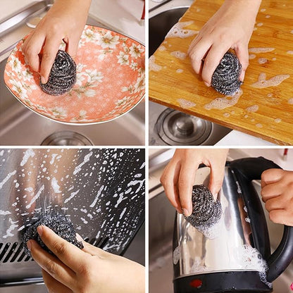 80 Pcs Stainless Steel Scrubber, 2.36 inch, Flexible Stainless Steel Cleaning Ball Multipurpose Utensil Scrubber Portable Dish Scrubbers Reusable for Kitchen Pot Pan, Dishes, Grills, and Cookware