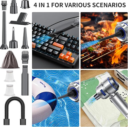 WINWEND Portable Car Vacuum - 22000PA Cars Vacuum Cleaner High Power 4 in 1 Compressed Air Duster & Air Blower & Pump Hand Held Vacuums Cordless with Brushless Motor for Car Home Office Blue