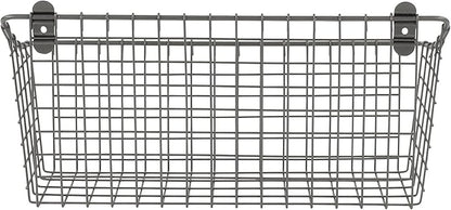Spectrum Extra Large Wire Wall Mount Storage Basket Industrial Gray, Vintage Wire Basket Wall Mount Organizer Modern for Pantry Kitchen and Bath, Versatile Wall Mount Storage Basket Wire Caddy