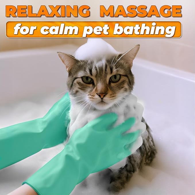 Dog Hair Removal Products – Cat and Dog Shampoo Gloves with 3000 Bristles, 2-in-1 Dog Bath Gloves 11.6", Durable Silicone, Saves Shampoo | Massage, Grooming & Clean Wet or Dry, Every Breed (Turquoise)