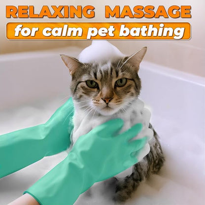 Dog Hair Removal Products – Cat and Dog Shampoo Gloves with 3000 Bristles, 2-in-1 Dog Bath Gloves 11.6", Durable Silicone, Saves Shampoo | Massage, Grooming & Clean Wet or Dry, Every Breed (Turquoise)