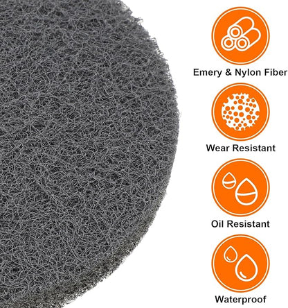 HARFINGTON 20pcs Scrubber Scouring Pads 1200 Grits 2 Inch Drill Power Brush Hoop and Loop Surface Conditioning Disc Drill Scuffing Disc Scrub Pads for Home Kitchen Cleaning, Light Grey