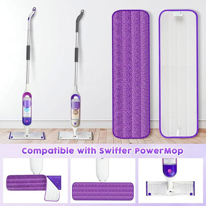18 Pack Reusable Mop Pads Compatible with Swiffer PowerMop, Microfiber Mop Pads Refills Machine Washable, Durable, and Highly Absorbent Suitable for All Floor Types