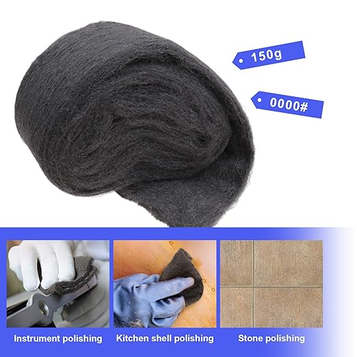 SING F LTD 2 Rolls of 120g Steel Wire Wool Ultra Fine 00000 Grade Soft Abrasion Resistance for Glass Cleaning Marble Furniture Polishing