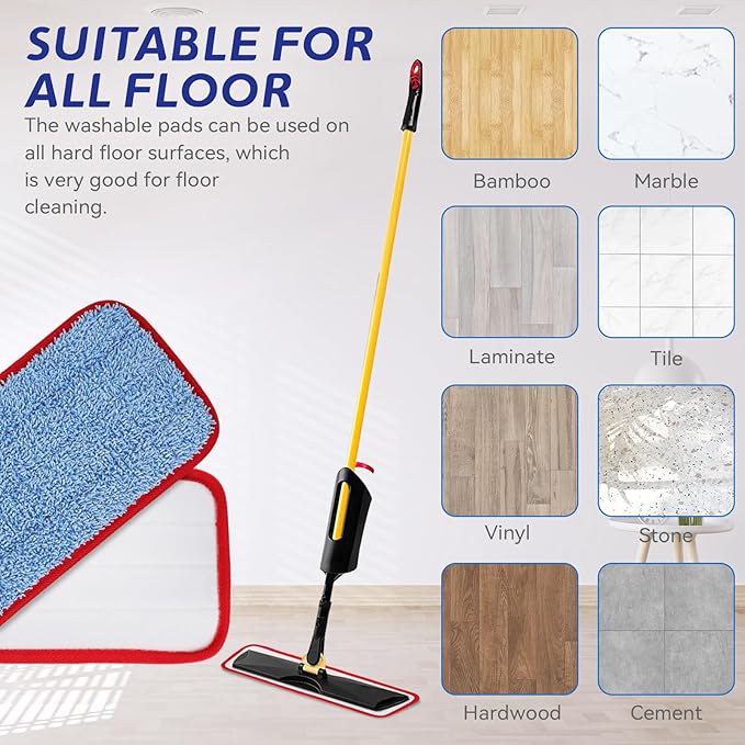 Replacement Mop Pads for Rubbermaid Commercial 18.5 Inch Mop Head - 12 Pack Reusable Wet & Dry Cleaning Mop Head Replacement Refills Fit for Any Microfiber Flat Mop System 18" and 17"